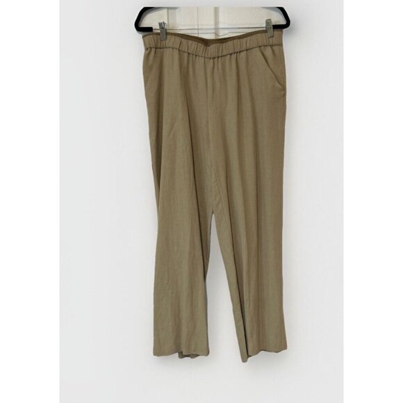 Coldwater Creek Womens Pant Natural Fit M Silk Linen Blend Pull On Travel Flowy - Picture 1 of 9